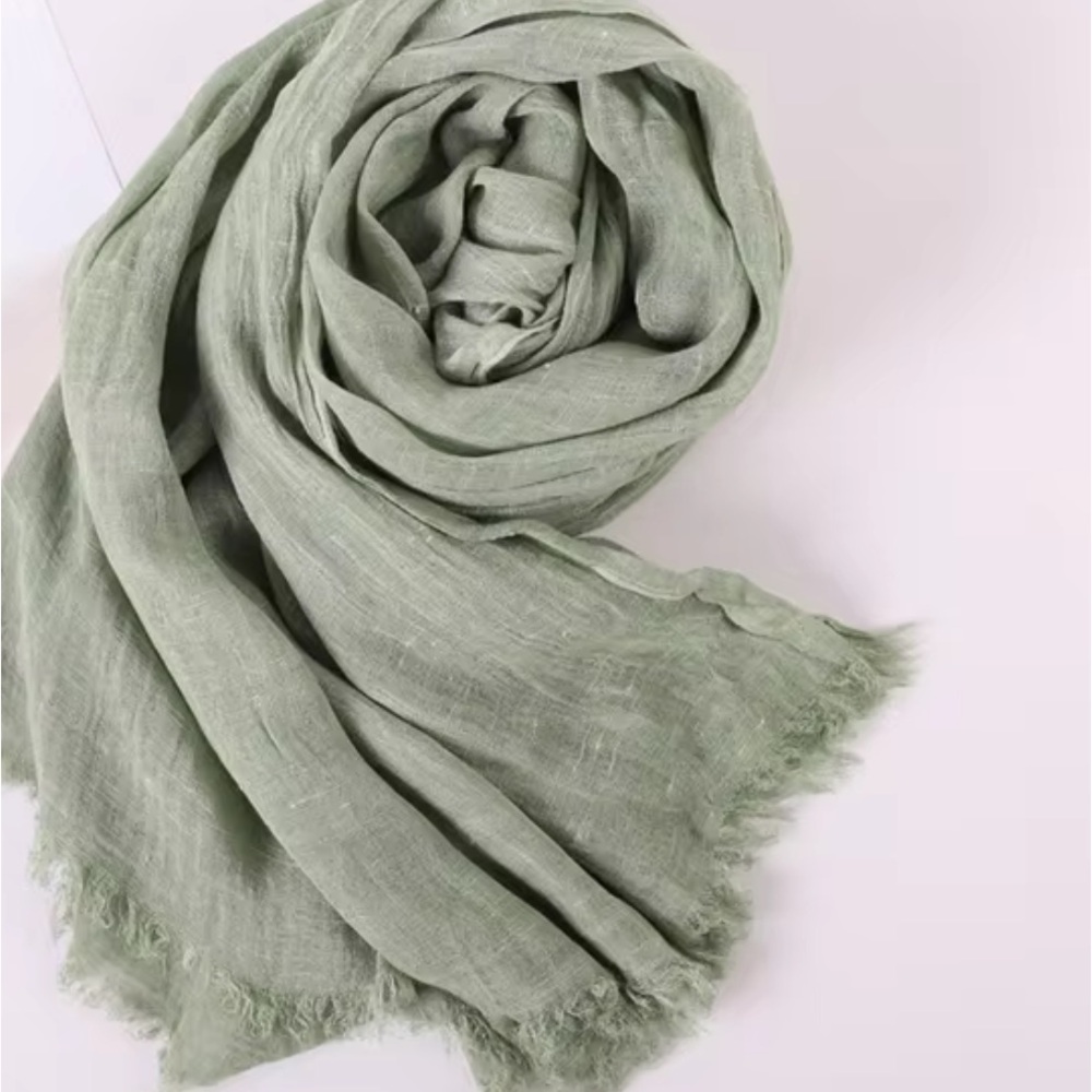 Brand new sage Long cotton scarf shawl wrap